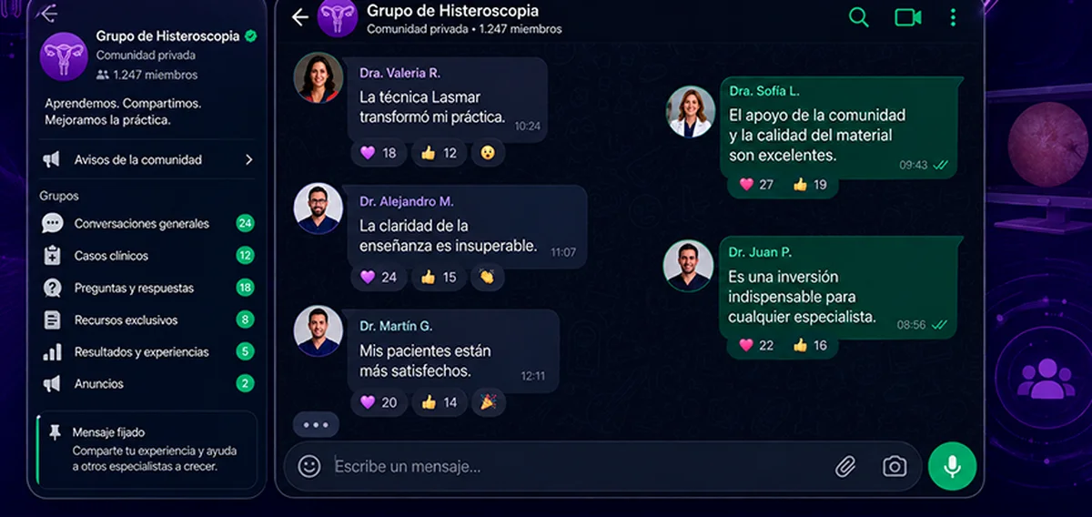 Grupo de Histeroscopia — comunidad privada con 1.247 miembros compartiendo resultados